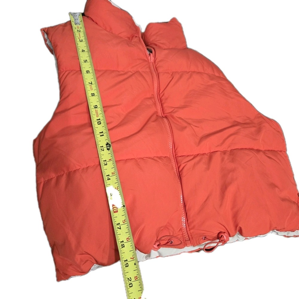 Love Tree Cropped Reversible Puffer Vest Sz L Beige Orange Full Zip Pockets‎ - Picture 11 of 12